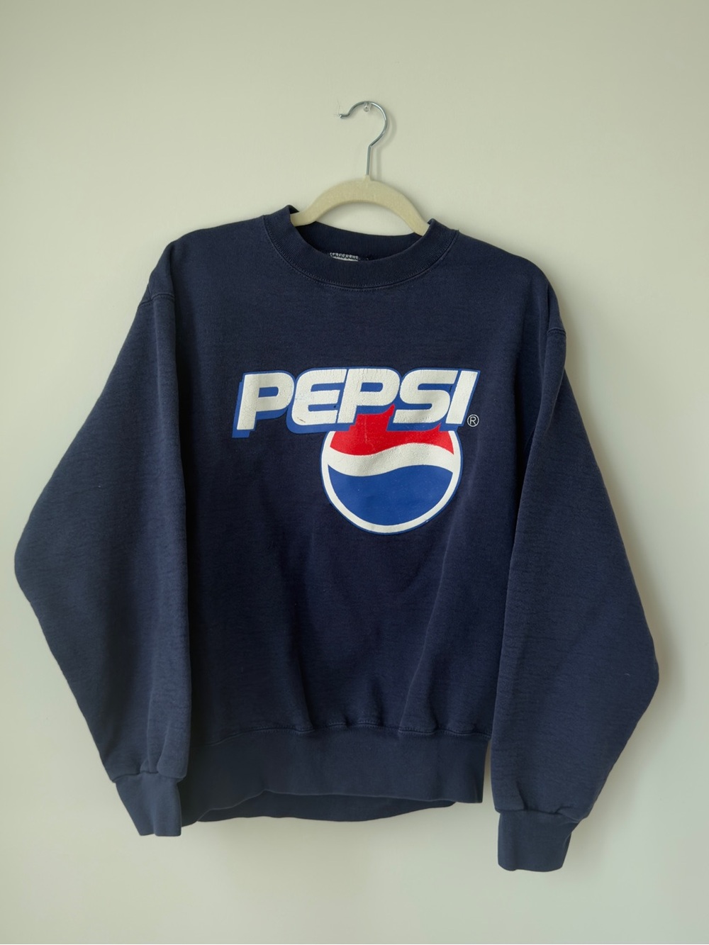 Fruit of the Loom Navy Crewneck Sweatshirt with Red, White & Blue Logo